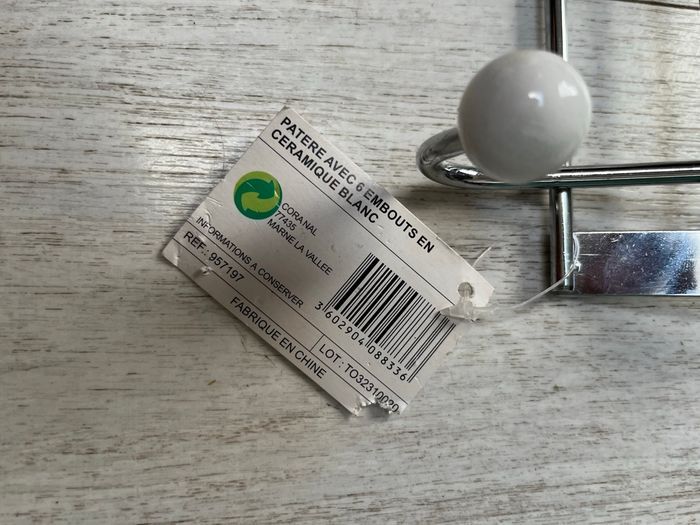 Patère de porte 6 embouts céramiques blancs - photo numéro 2