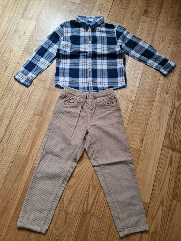 🍂 Ensemble garçon 6 ans – chemise à carreaux & pantalon velours 🍂