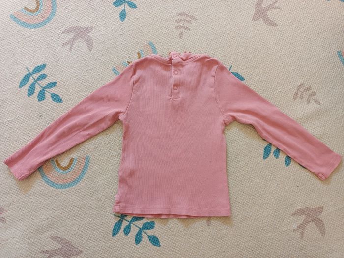 T-shirt coton côtelé rose obaïbi 36 mois coeur doré - photo numéro 4