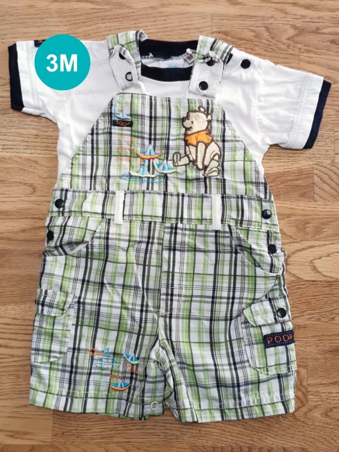 Ensemble salopette short / t-shirt Winnie l'ourson 3 mois