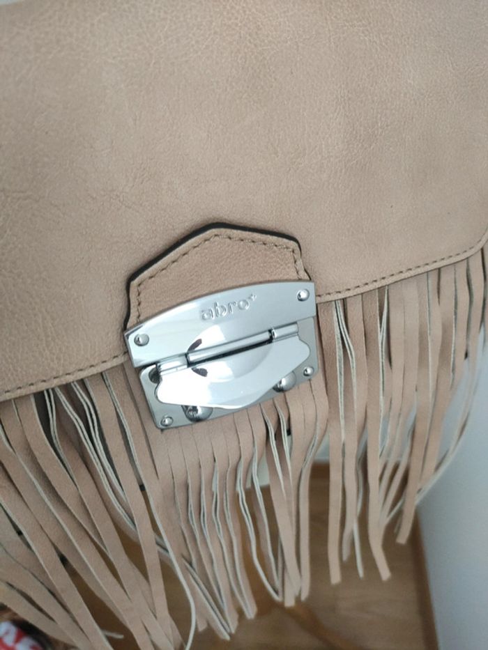 sac chic Abro beige neuf cuir franges - photo numéro 3