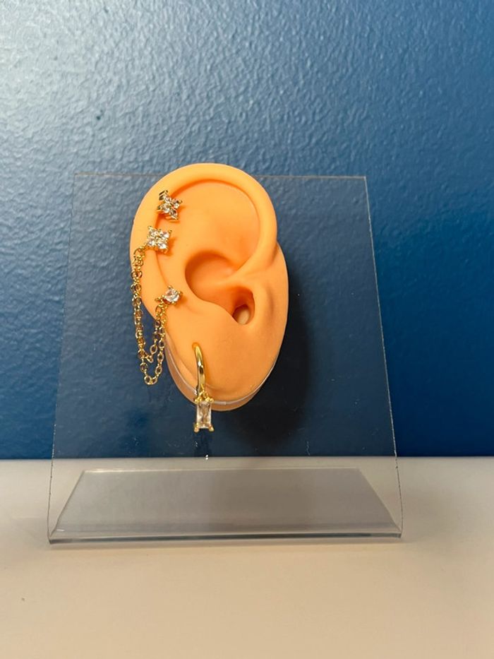 boucle d’oreille en acier inoxydable doré avec strass blanc - photo numéro 2