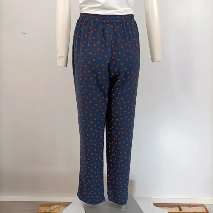 Pantalon fluide Damart bleu marine à pois rouille - Taille 44 - A154 - photo numéro 4
