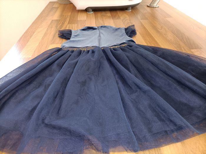 Robe de fête bleu marine type velours et tulle 3-4 ans tex - photo numéro 7