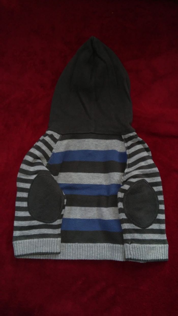 Gilet zip à capuche réversible bleu et gris rayé 9 mois garçon l'enfant do, la redoute - photo numéro 8