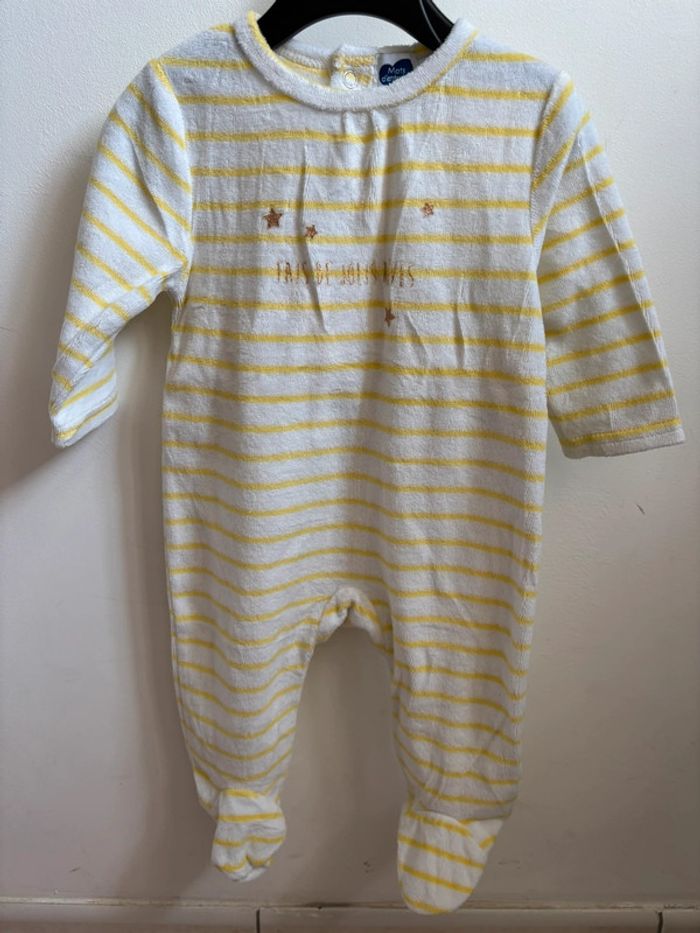 Pyjama velours rayé jaune 3 mois - photo numéro 2