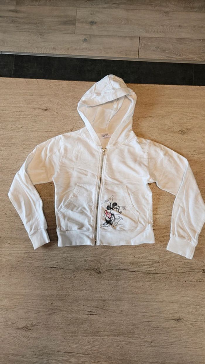 Gilet à capuche blanc court à manches longues, dessin de Minnie, Disney, 6 ans - photo numéro 2
