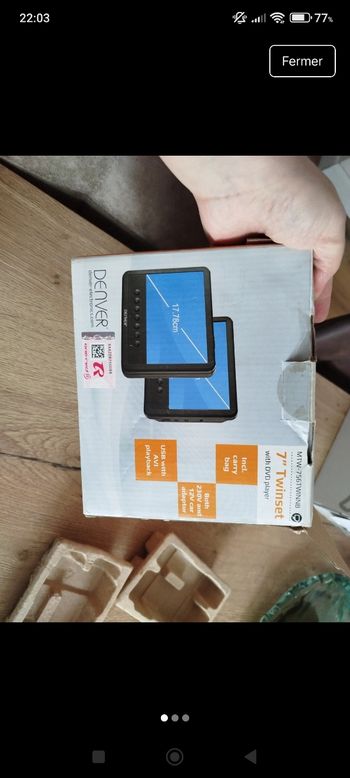 Lecteur DVD portable denver 2 écrans neuf