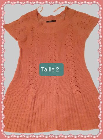Superbe pull long vieux rose. Taille 2. Mim.