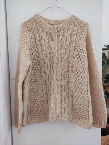 Pull écru torsadé handmade très chaud taille 38/ M