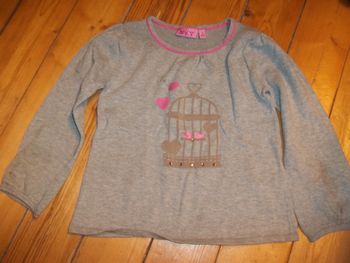 Pull fin gris oiseaux NKY 6 ans/116 cm (Kiabi2)