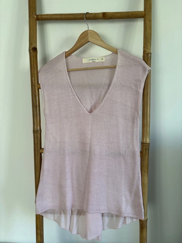 t-shirt rose pale zara knit taille M