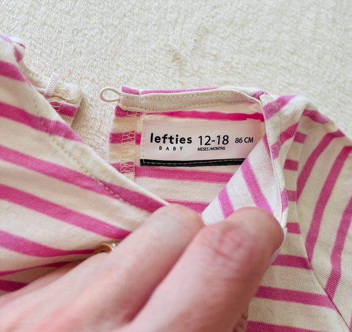 Tee shirt manche courte rose et blanc Lefties 12-18 mois 86cm - photo numéro 3