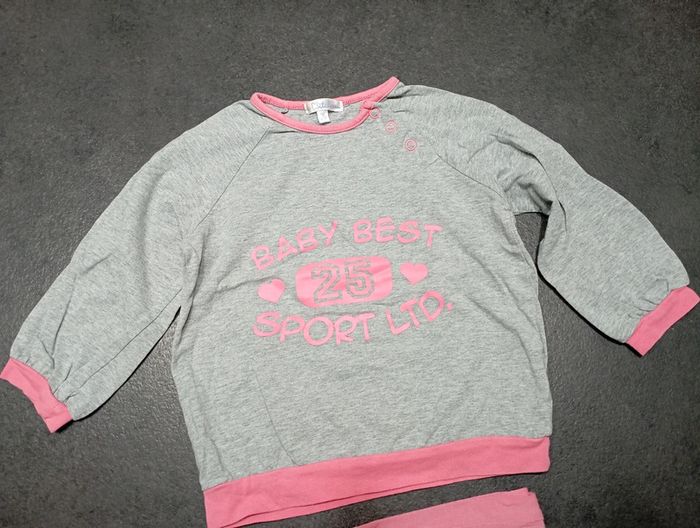 Pyjama coton Kitchoun rose gris coeur