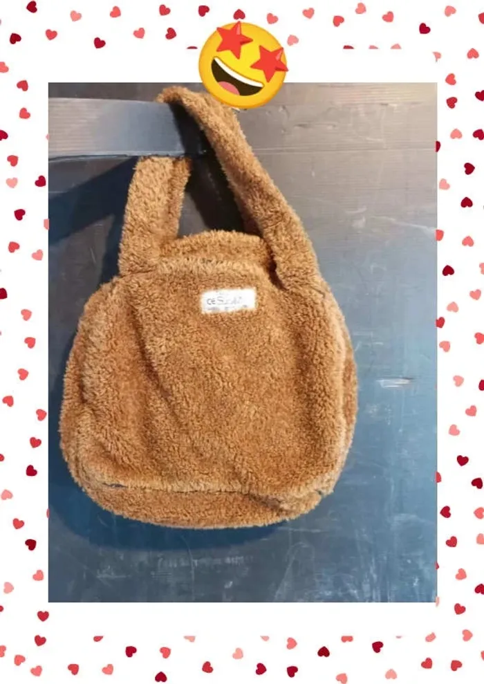 Sac à main vintage tout doux  avec 2 ours en peluche - photo numéro 4