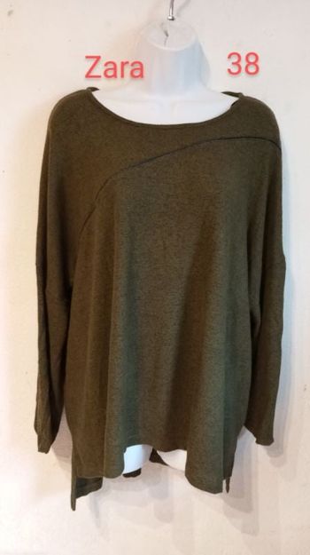 Pull longueur dos bordure cuir femme.38