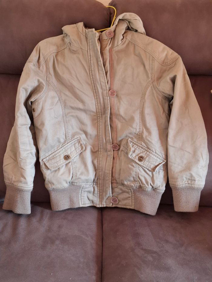 Anorak doublé fille 10 ans couleur taupe