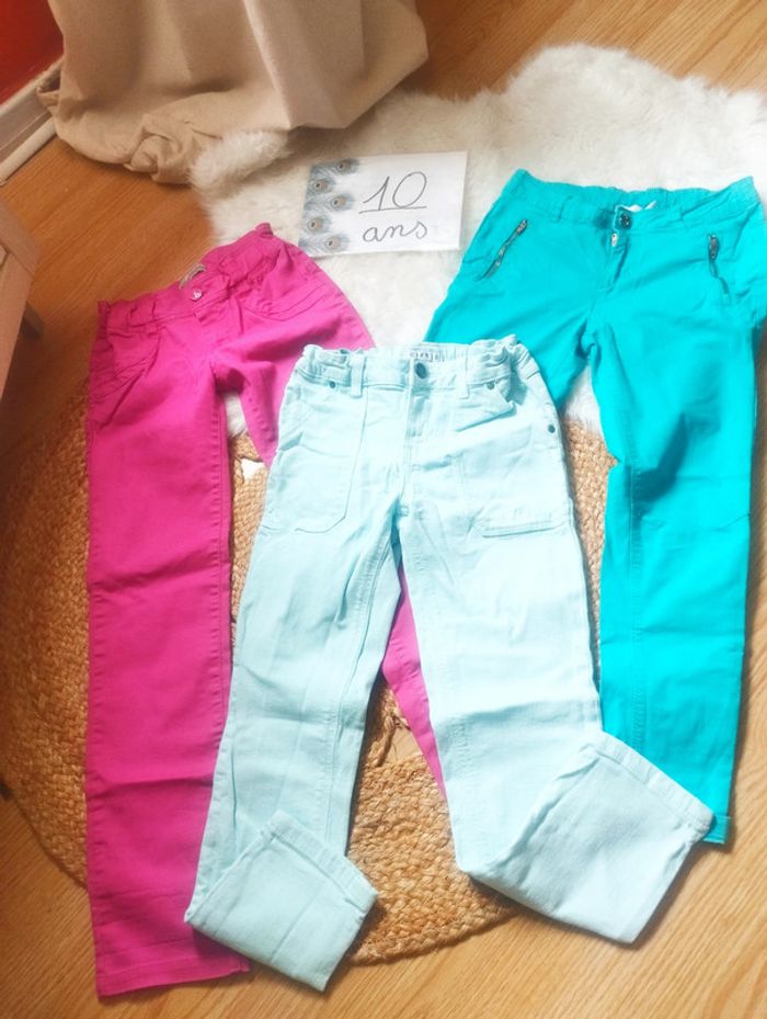 Lot jeans colorés 10ans