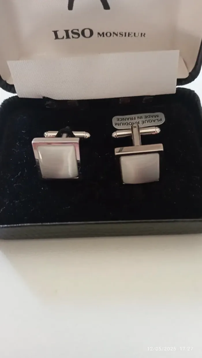 Bouton de manchette plaqué rhodium - photo numéro 2