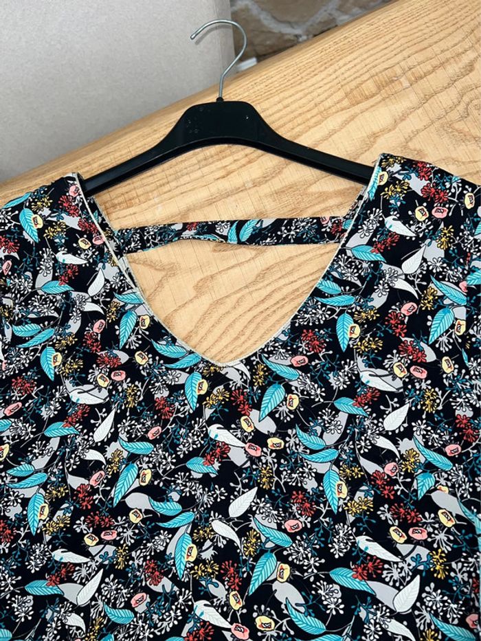 Neuf Blouse tunique by one taille S/M S M 36 38 oiseaux femme automne - photo numéro 4