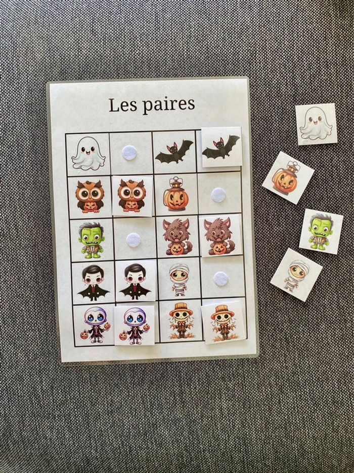 Fiche de type Montessori « les paires » Halloween