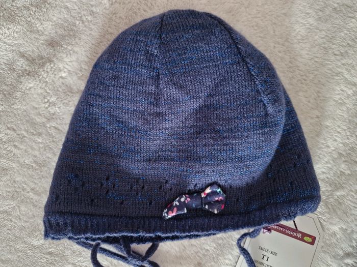 Ensemble bébé bonnet + moufles marine Sergent Major T1 (neuf 🏷) - photo numéro 4