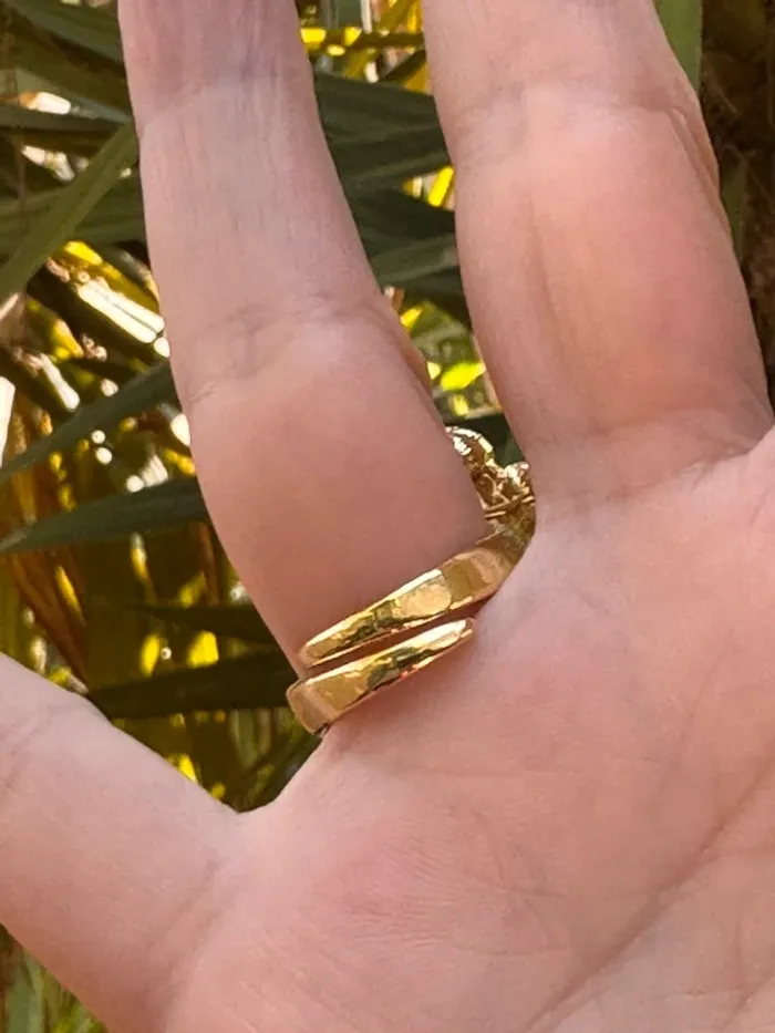 Grosse bague habaha Paris cristal de roche pierres eaux douces  acier inoxydable or réglable - photo numéro 10