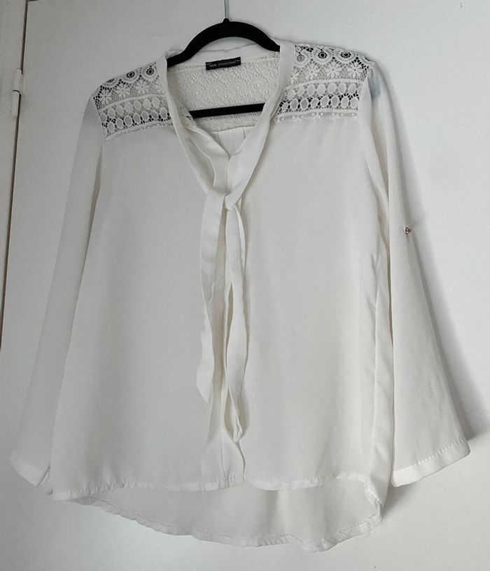 Blouse Blanche Avec Broderie Taille Unique