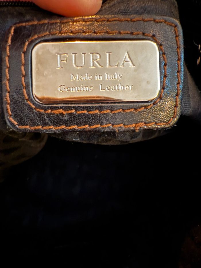 Sac à main en cuir noir vintage Furla - photo numéro 9