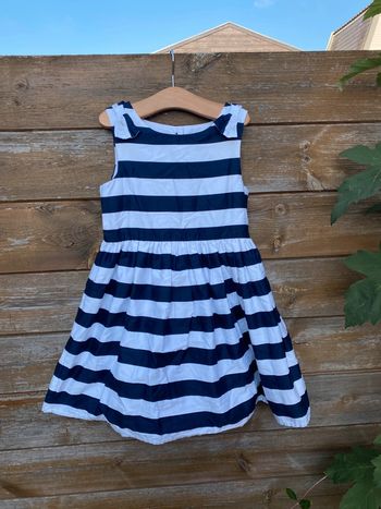 Robe rayures rayées bleu blanc noeud 5 6 ans