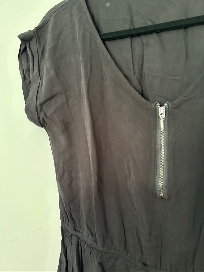 Robe noire manches courtes décolleté zippé avec poches Camaïeu 36 - photo numéro 2