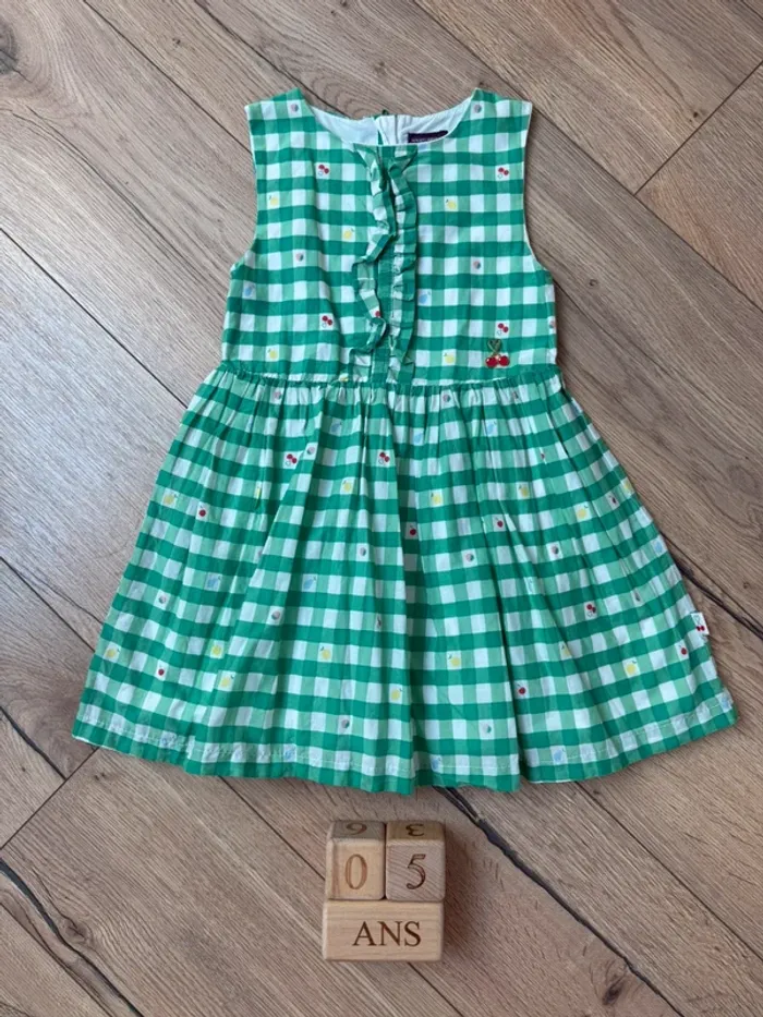 Robe à carreaux vertes thème fruits  Sergent Major - 5 ans