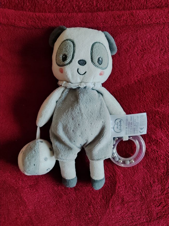 Doudou panda hochet