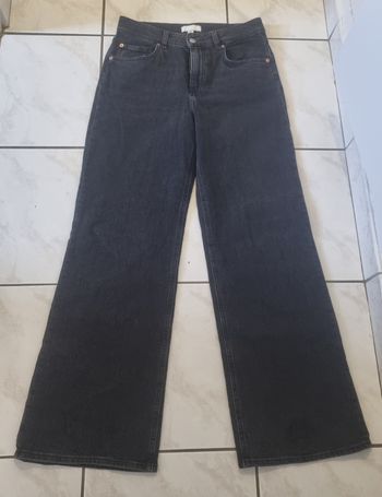 jean femme h&m noir jambes large taille 40 L