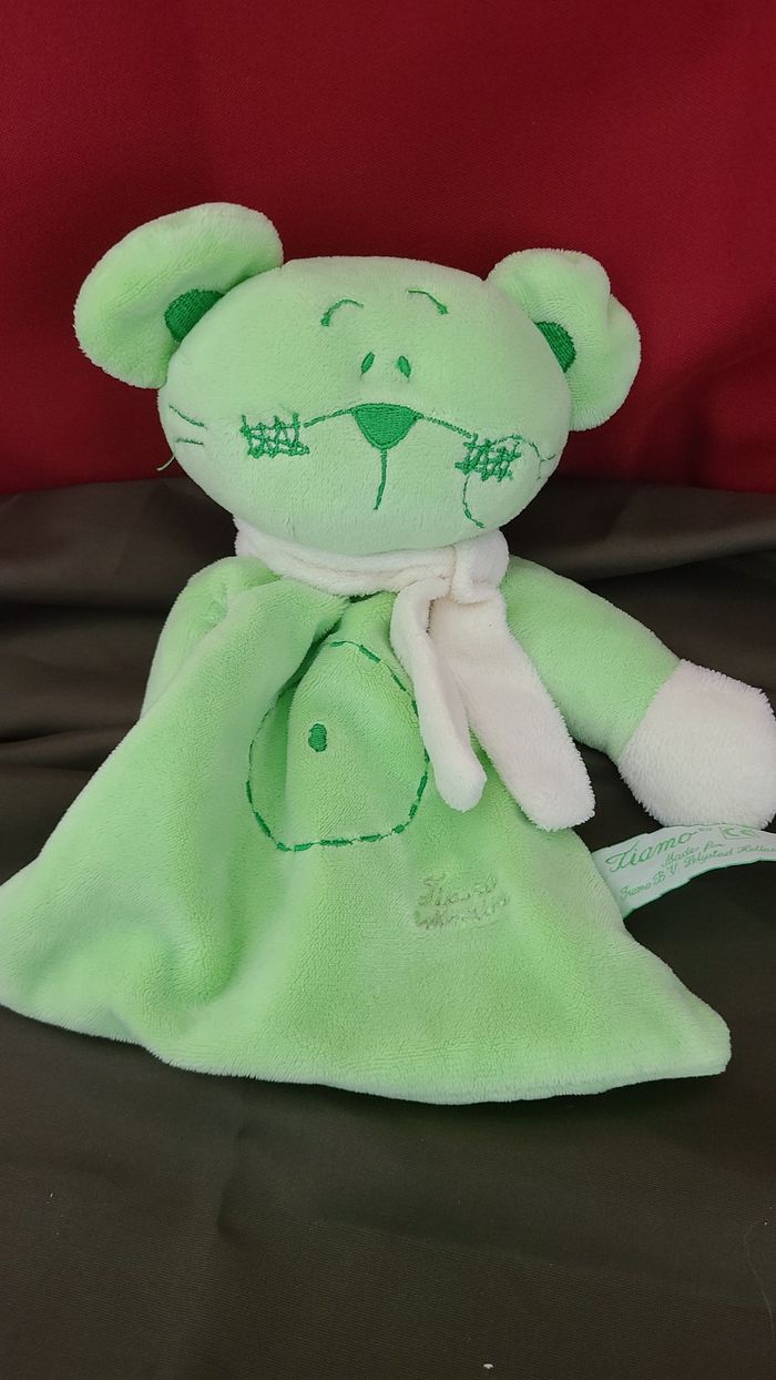 Souris TIAMO doudou peluche vert - photo numéro 3