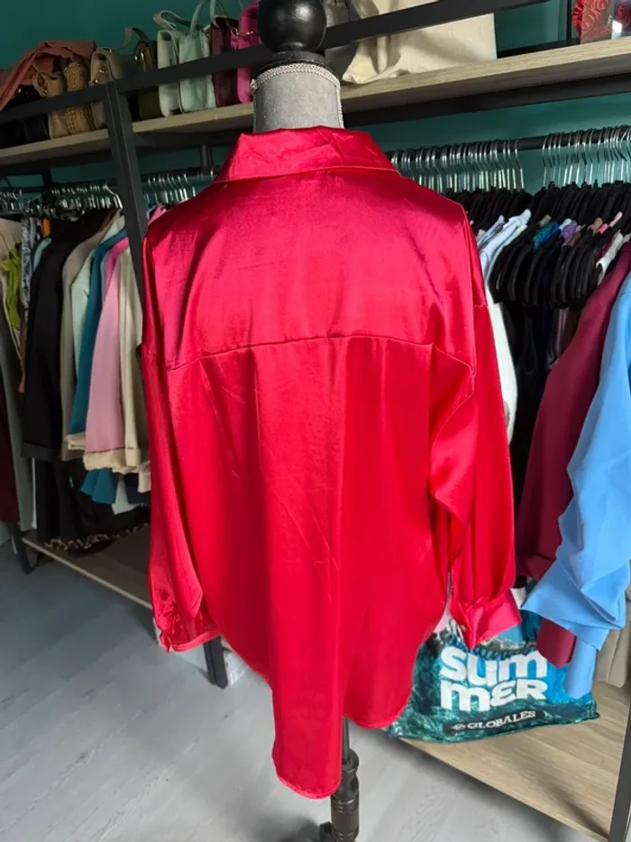chemise shein satin rouge - photo numéro 3