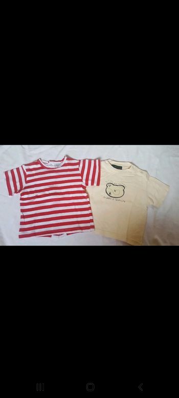 Lot de 2 t-shirt rayé rouge et jaune 6 mois