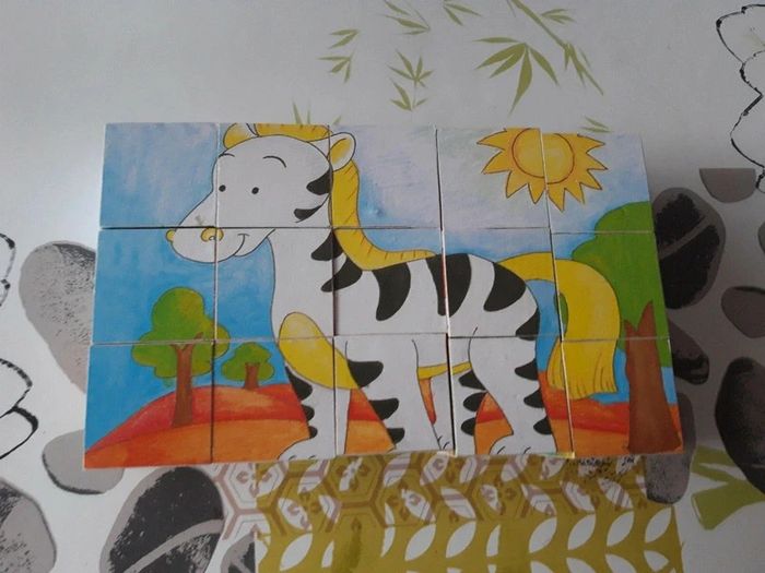 6 puzzles en cube en bois thème animaux sauvages - photo numéro 16