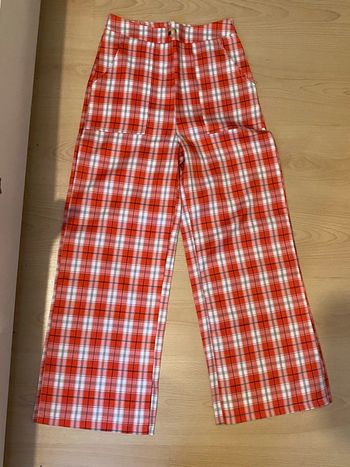 pantalon à carreaux, large rouge