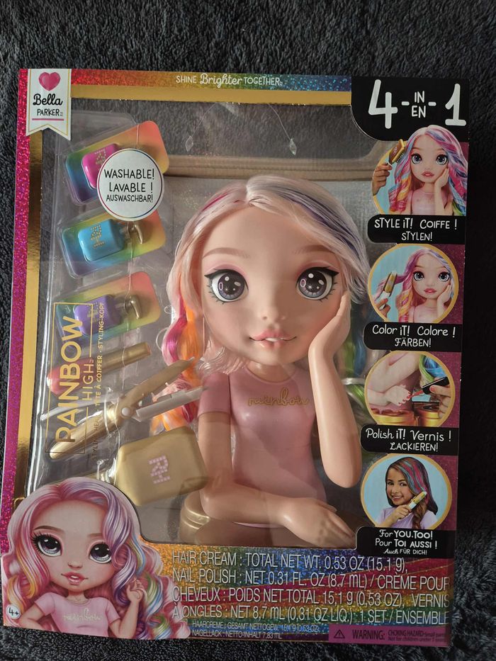 Rainbow High Styling Head - 33 cm Bella - Ensemble 4-en-1 avec Crèmes Capillaires