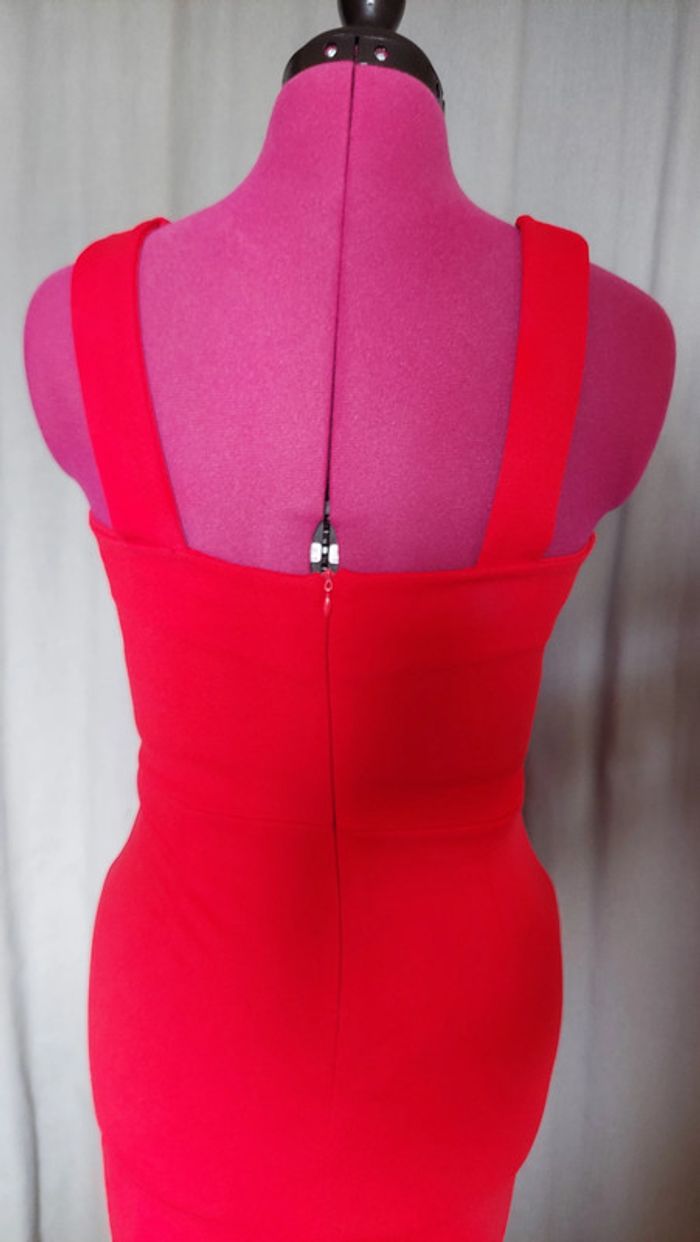 Robe Rouge Décolleté V et Fente Glam -taille S - WalGpetite - photo numéro 4