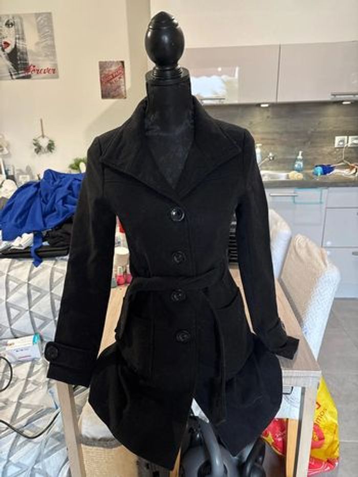 Manteau long noir trench 34