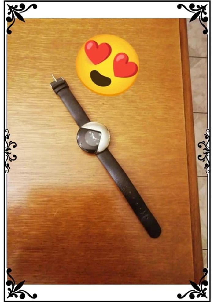 Montre noire cuir de veau