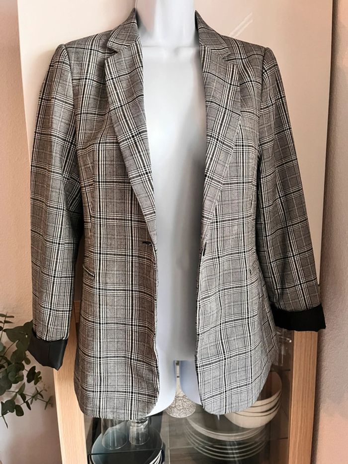 Blazer long à carreaux taille s - photo numéro 2