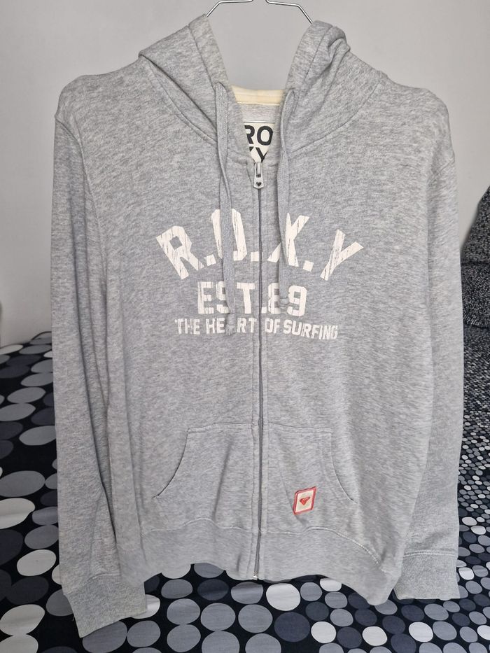 Veste à capuche zippé Roxy gris chiné – “The Heart of Surfing” - photo numéro 3