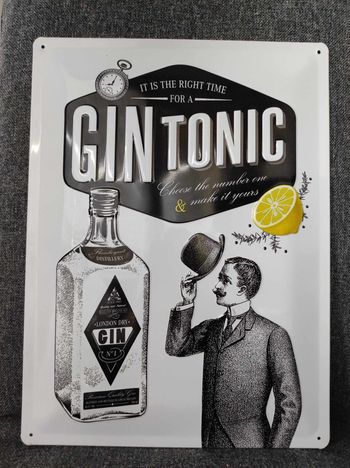 Plaque métal vintage Gin Tonic 30x40 cm