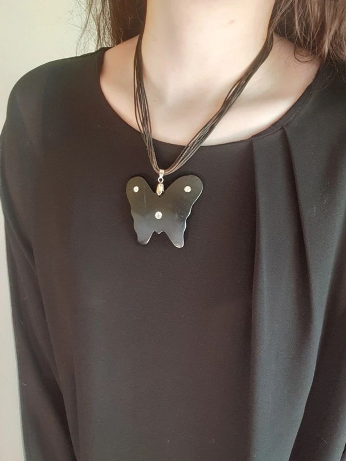 Parure boucle et collier papillon en bois - photo numéro 4