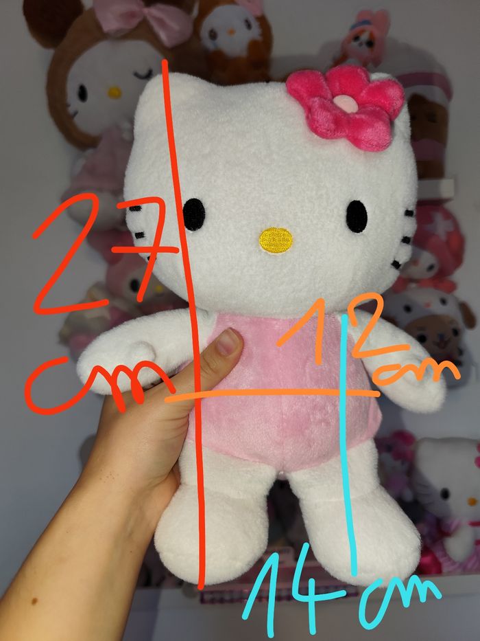 grande grosse peluche doudou hello kitty sanrio 2010 t-shirt rose fleur cute coquette - photo numéro 6