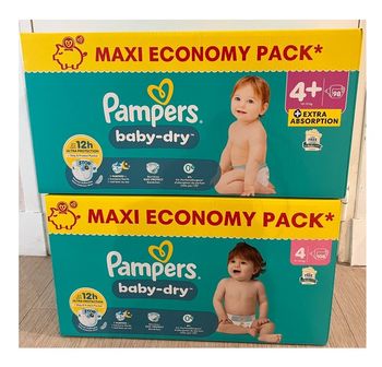 Lot de 2 maxi packs Pampers Baby-Dry taille 4, soit 216 couches