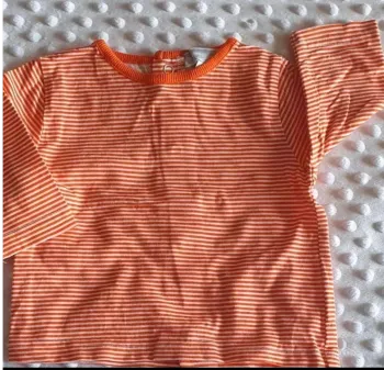 T-shirt manches longues rayé orange et blanc 3 mois